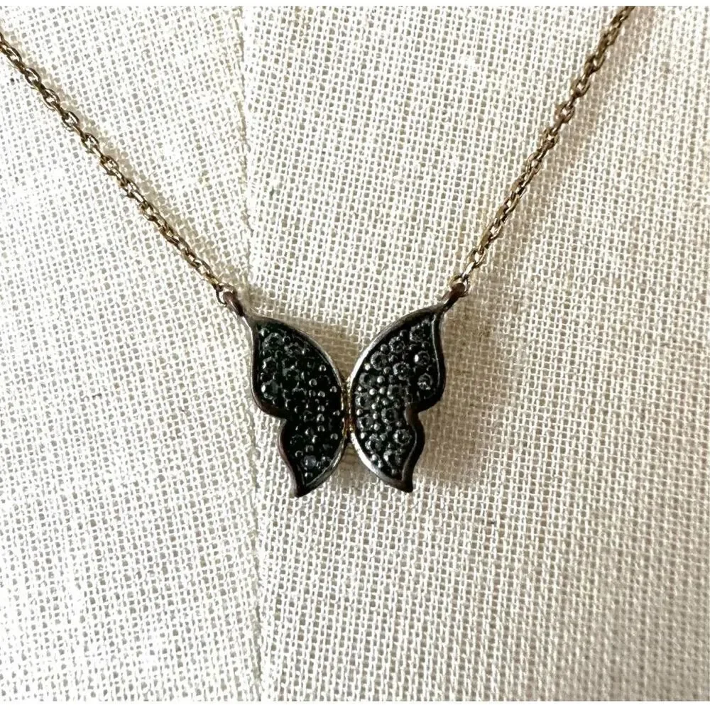 Rhinestone butterfly dainty pendant necklace